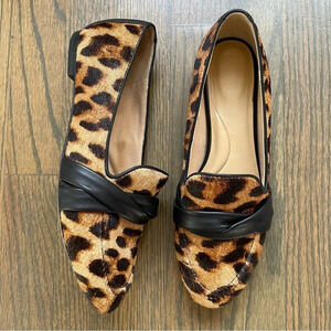 Talbots Ryan Twist Nappa Leather Leopard Calf Hair Loafers Women’s 8